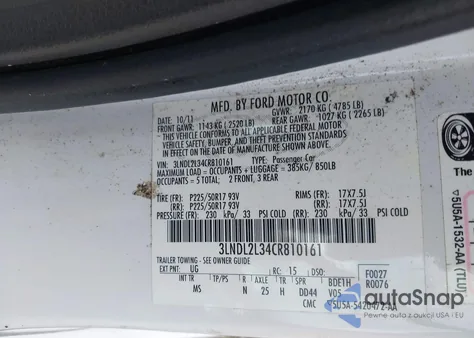 2012 Lincoln Mkz Hybrid from USA, damaged, VIN 3LNDL2L34CR810161